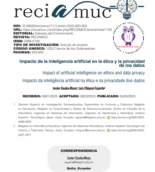 Impacto de la inteligencia artificial en la ética y la privacidad de los datos. Publicado en 2023