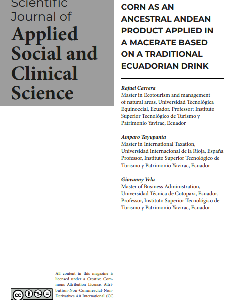 RESCUE OF BLACK  CORN AS AN  ANCESTRAL ANDEAN  PRODUCT APPLIED IN  A MACERATE BASED  ON A TRADITIONAL  ECUADORIAN DRINK. Publicado en 2023