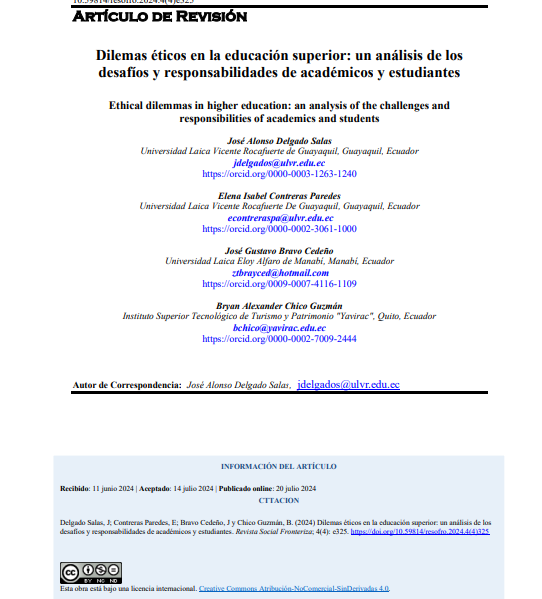 Dilemas éticos en la educación superior: un análisis de los  desafíos y responsabilidades de académicos y estudiantes. Publicado en 2024