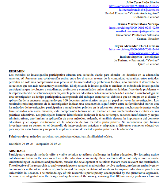 Métodos de investigación participativa para mejorar la práctica educativa universitaria. Publicado en 2024